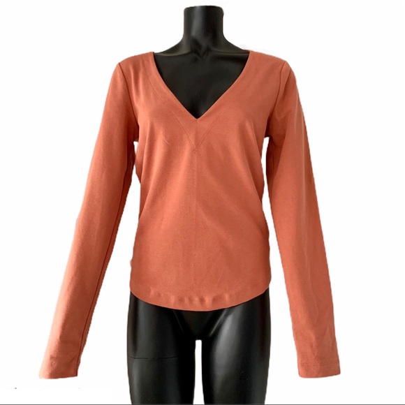 Free People Bow in Back V- Neck Long- Sleeve Top - Picture 2 of 4